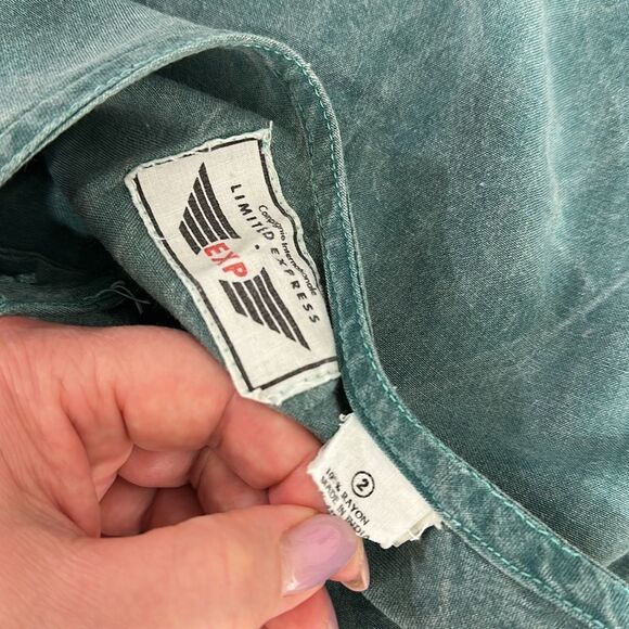 Limited Express Vintage Sleeveless Rayon Green Midi Sun Dress Size L - Picture 3 of 7